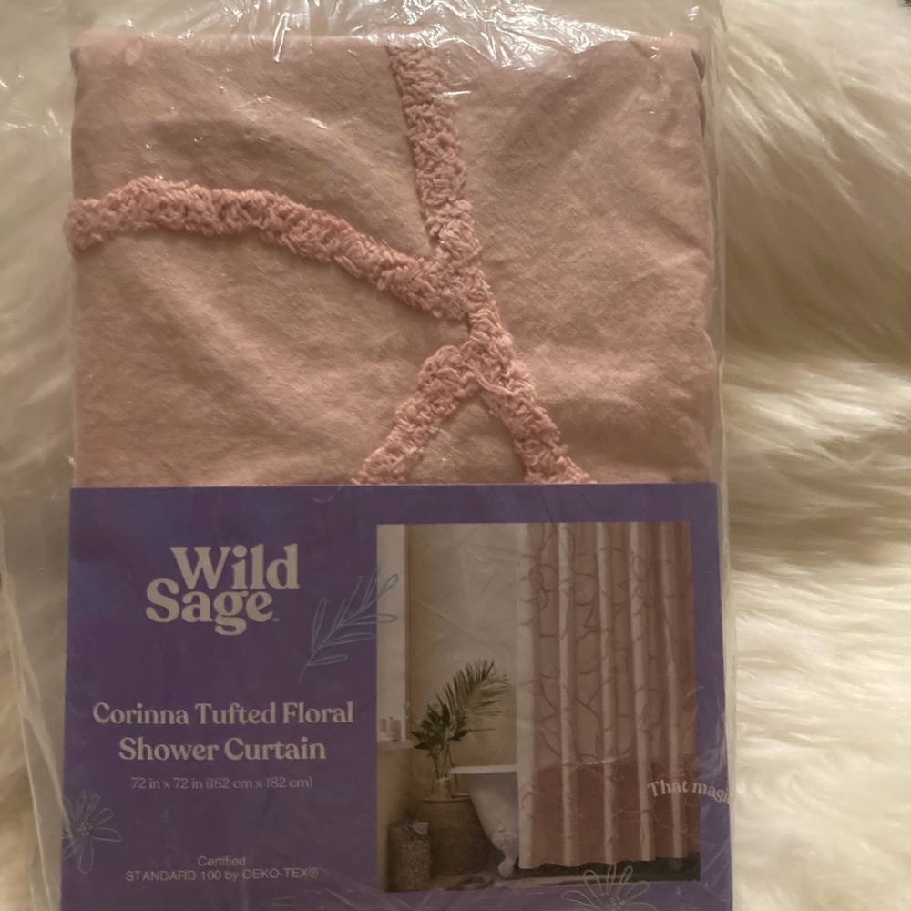 Corinna Tufted Floral Shower Curtain NIP